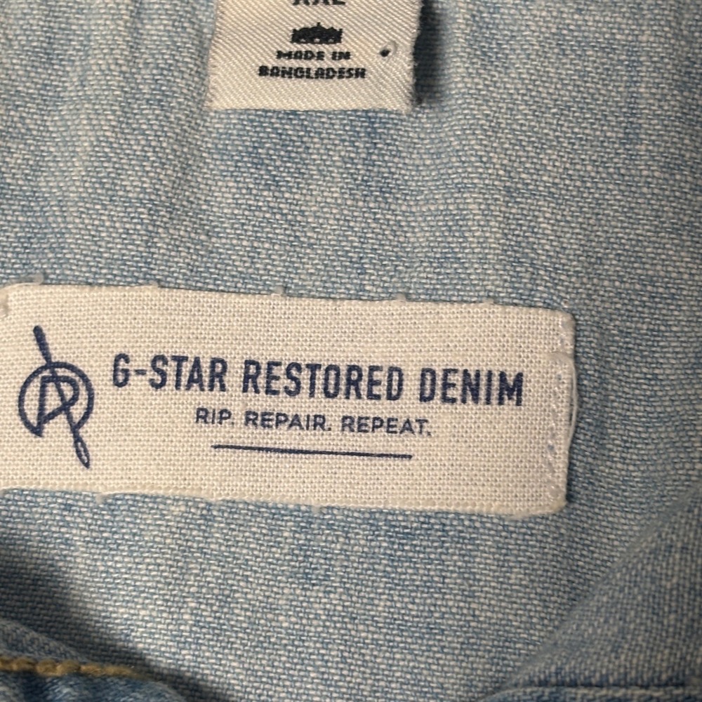 G-Star Raw Denim Vest Mens XXL Blue Distressed Wolker Shirt D00435 - Picture 4 of 15